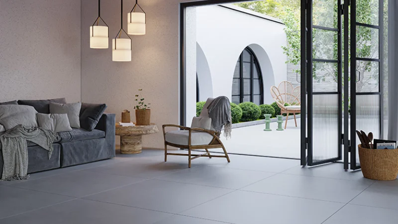 سرامیک طوسی در اتاق نشیمن