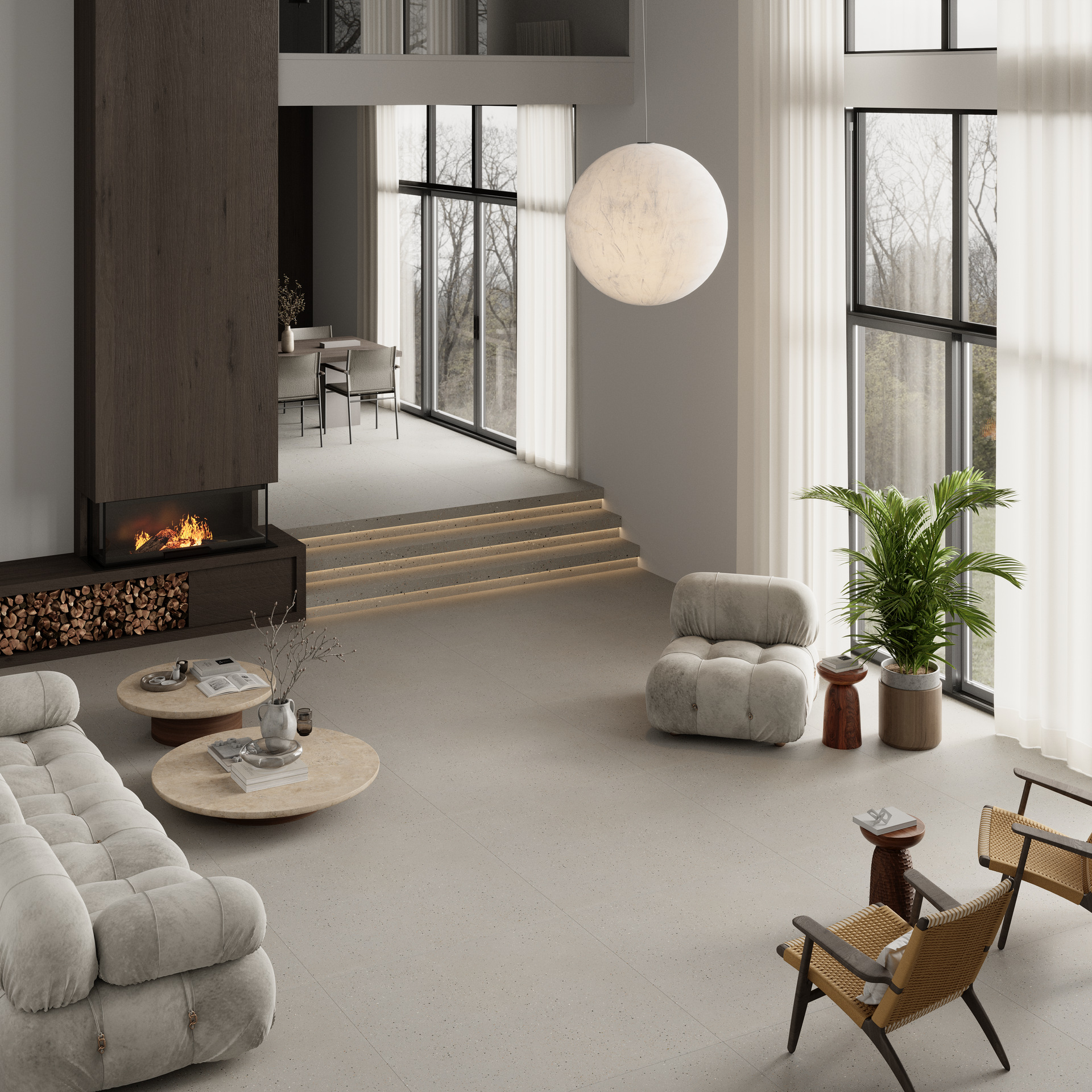 اتاق نشیمن بی‌زمان با TERRAZZO
