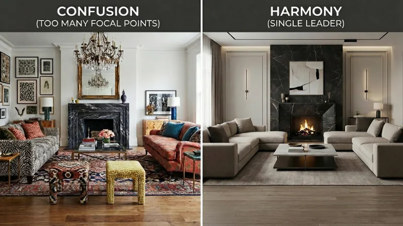 ایجاد نقطه کانونی در دکوراسیون داخلی با چیدمان مبلمان